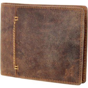 Bifold Real Distressed Hunter Leather RFID Blocking Wallet for Men 1050 Brown